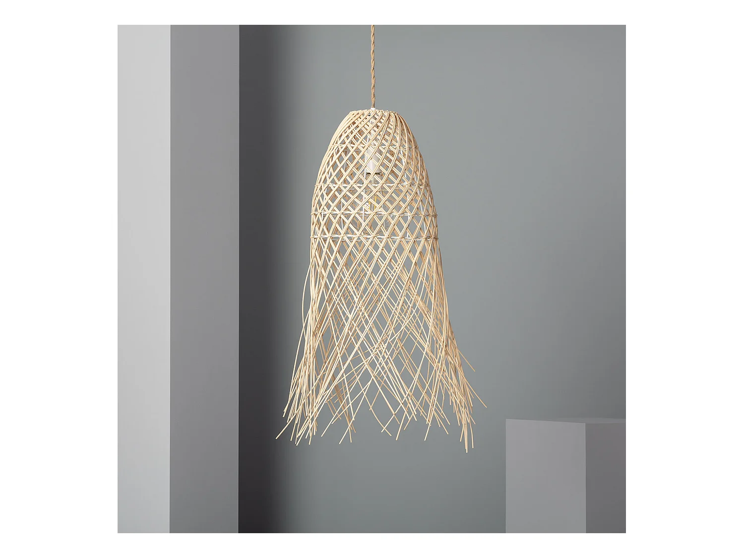 Lampada a Sospensione Rattan Majani Crema