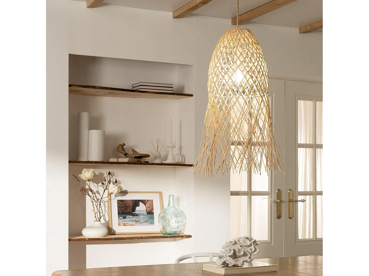 Suspension Rotin Majani Crème