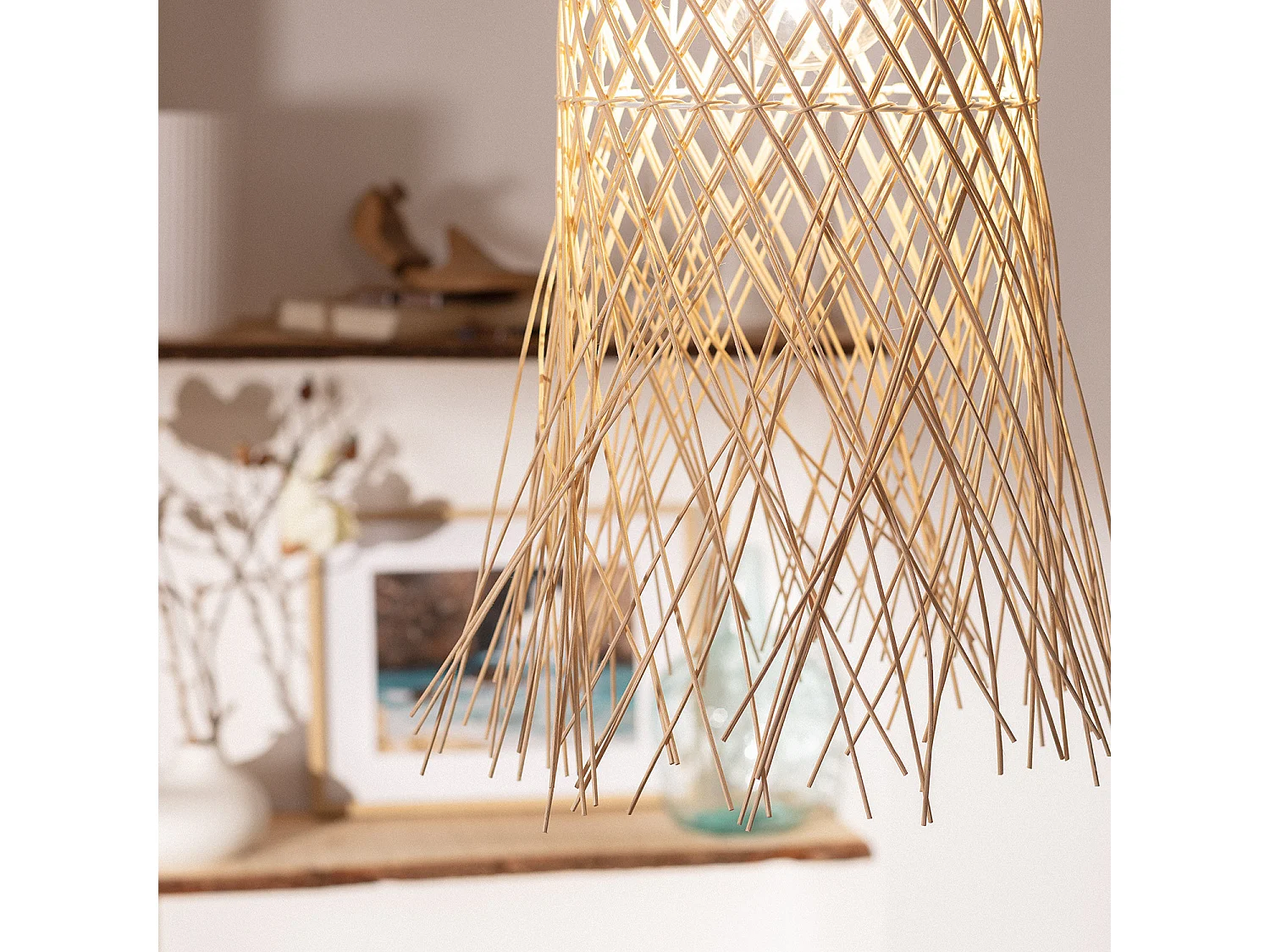 Suspension Rotin Majani Crème