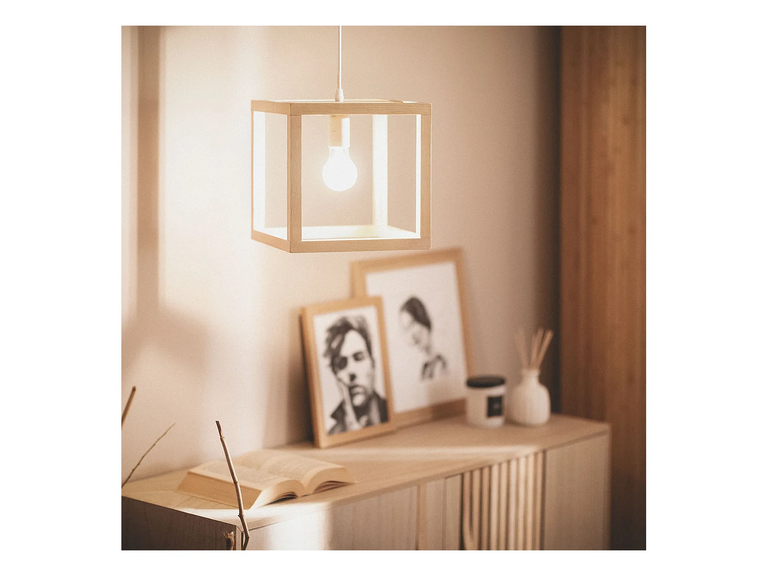 Lámpara Colgante Madera Coba Natural