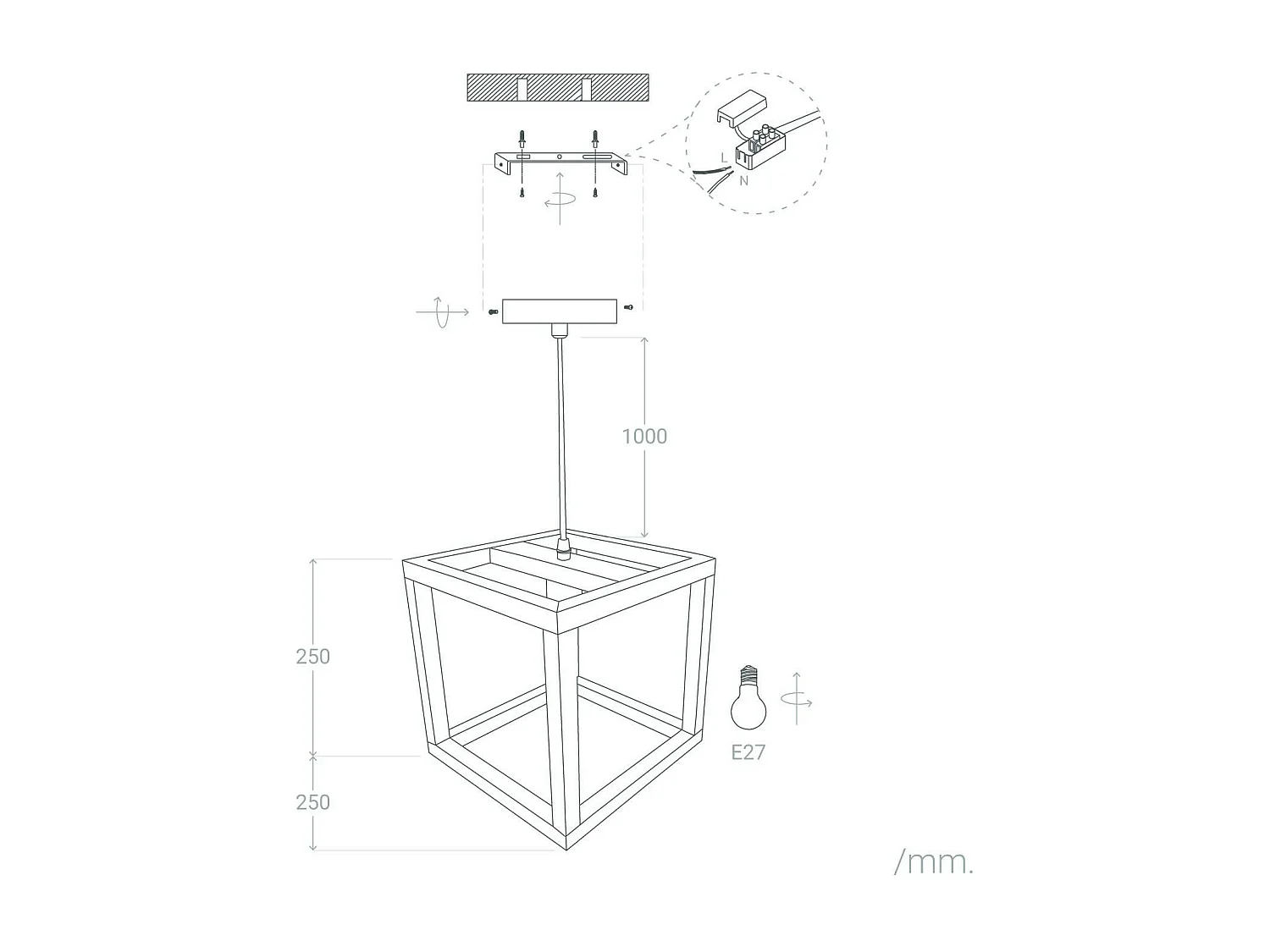 Suspension Bois Coba Naturel