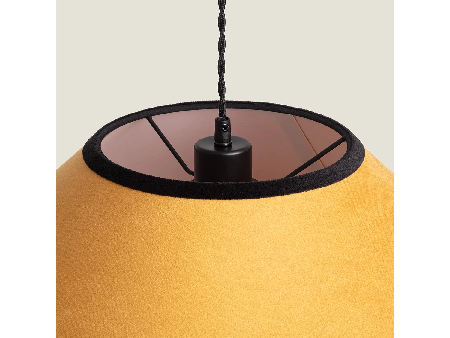 Lampada a Sospensione in Velluto Trompa Arancione