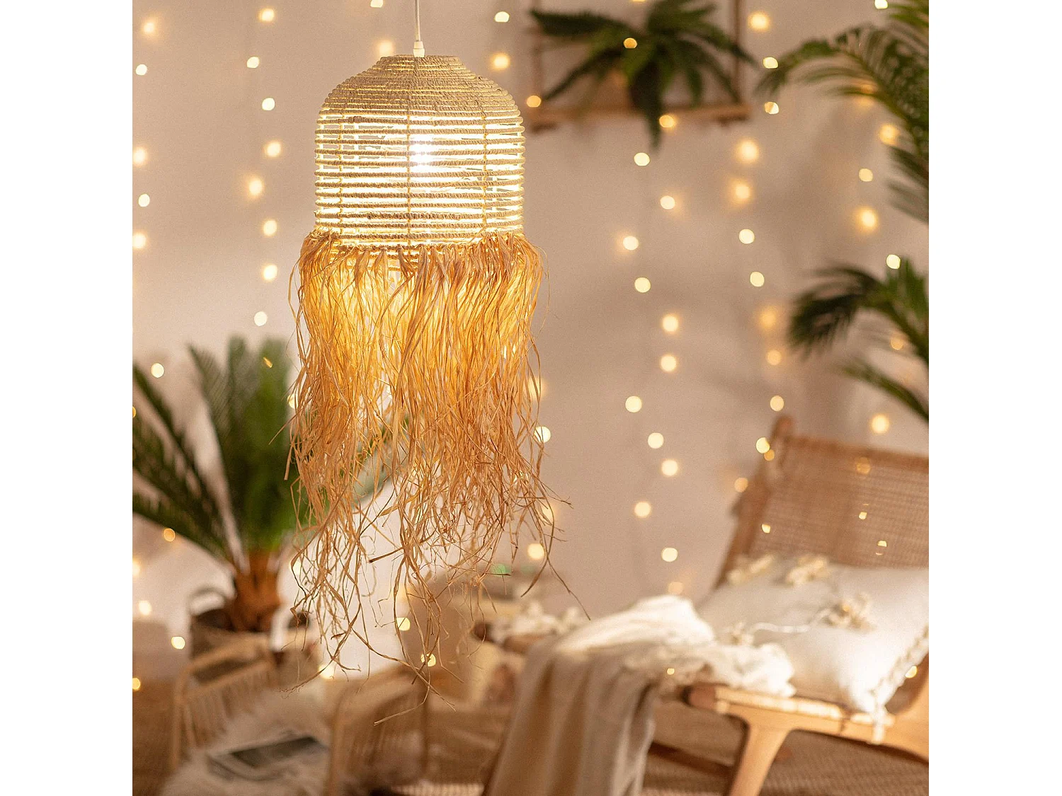 Lampada a Sospensione Fibre Naturali Kofia Naturale