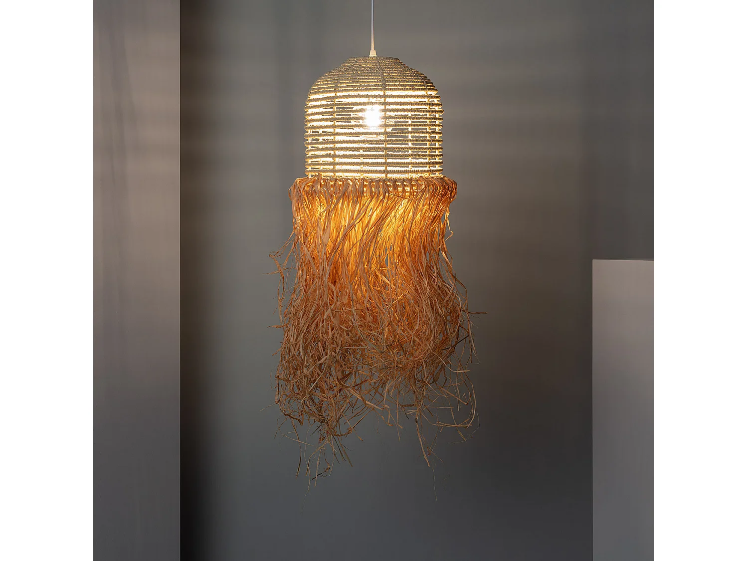 Lampada a Sospensione Fibre Naturali Kofia Naturale