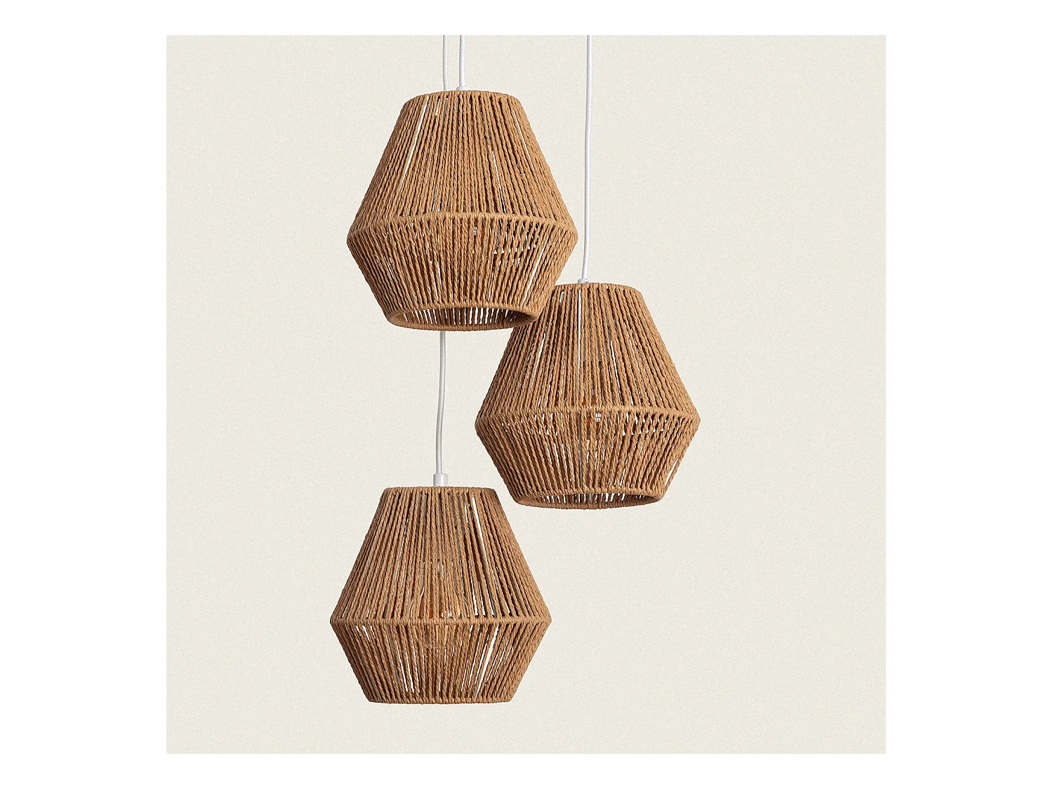 Suspension Papier Tressé Trilla 3 Spots  Brun