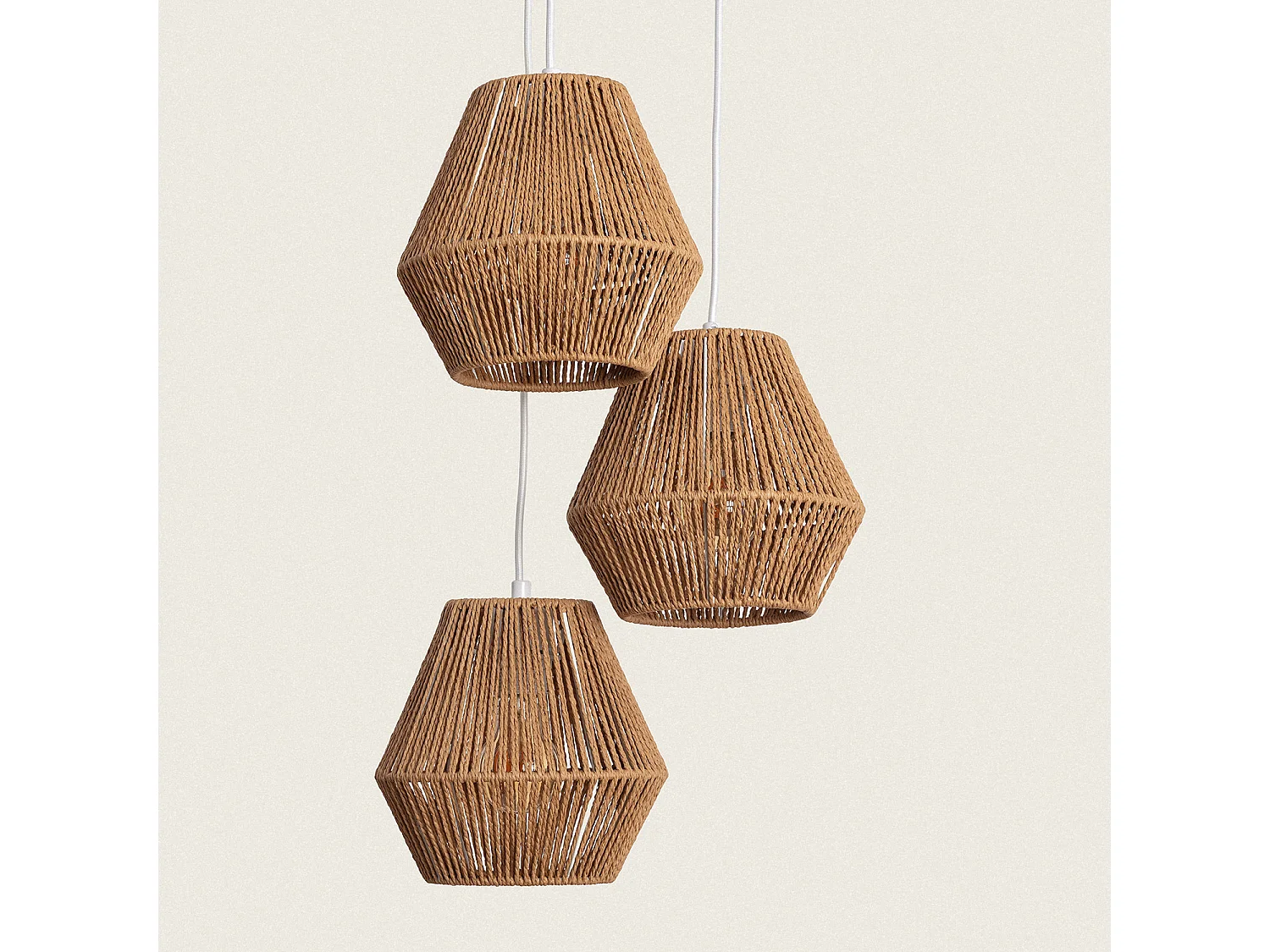 Suspension Papier Tressé Trilla 3 Spots  Brun