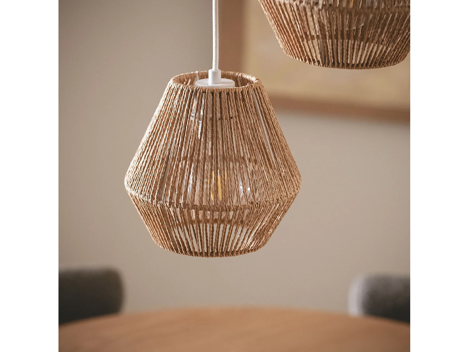 Suspension Papier Tressé Trilla 3 Spots  Brun