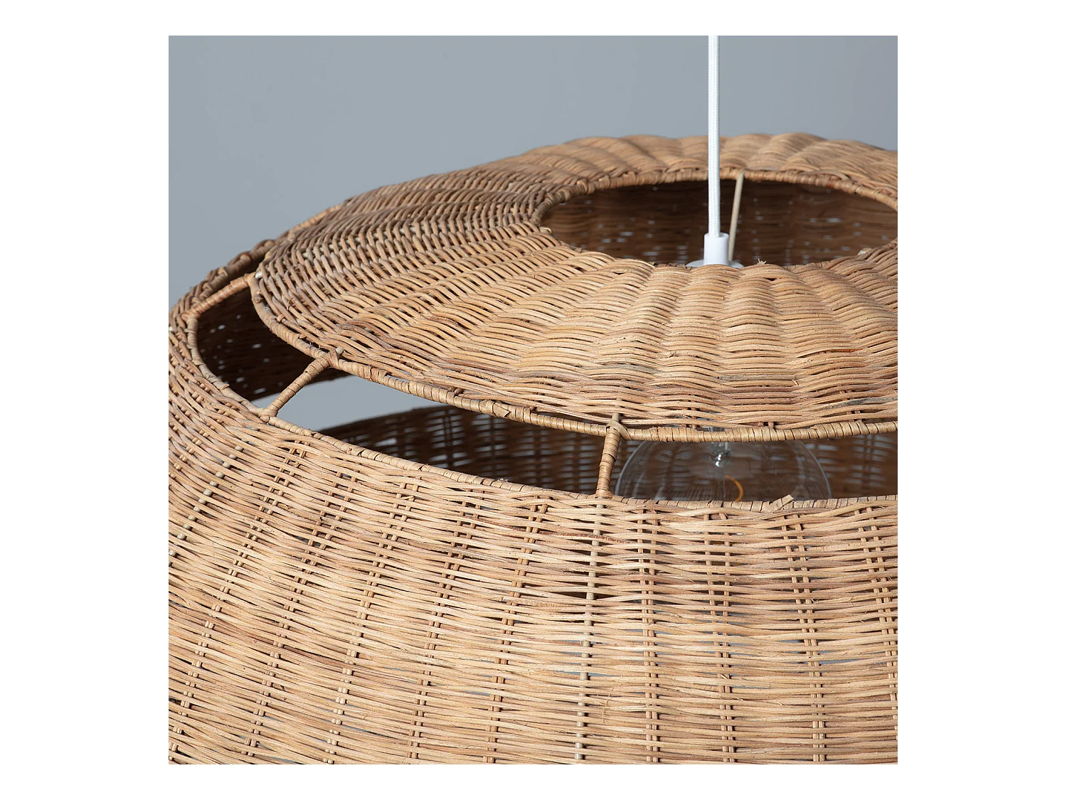 Suspension Rotin Oblate Bulang Ø800 mm ILUZZIA Textile blanc