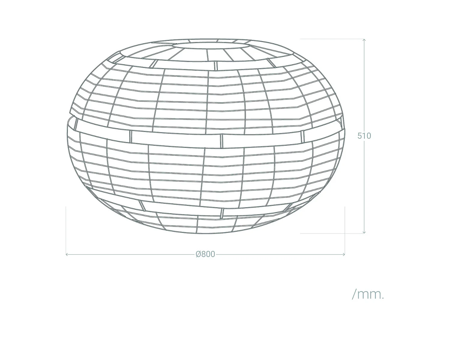 Suspension Rotin Oblate Bulang Ø800 mm ILUZZIA Textile blanc