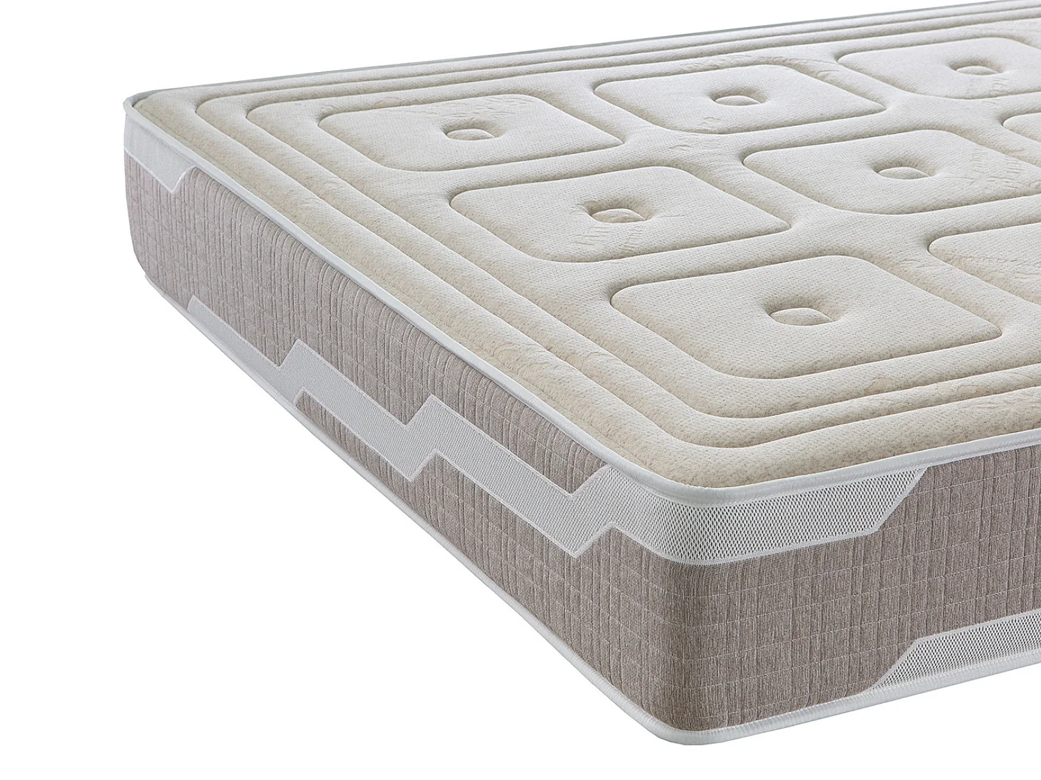 Materasso Matrimoniale ORGANIC NATURA molle insacchettate 200X190 ORGANICO, Alto 25 CM, 100% cotone e lino Rigidozza 3/5 Medio