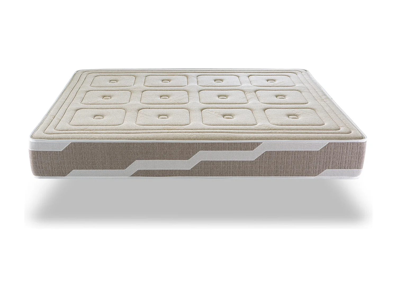 Materasso Matrimoniale ORGANIC NATURA molle insacchettate 200X190 ORGANICO, Alto 25 CM, 100% cotone e lino Rigidozza 3/5 Medio