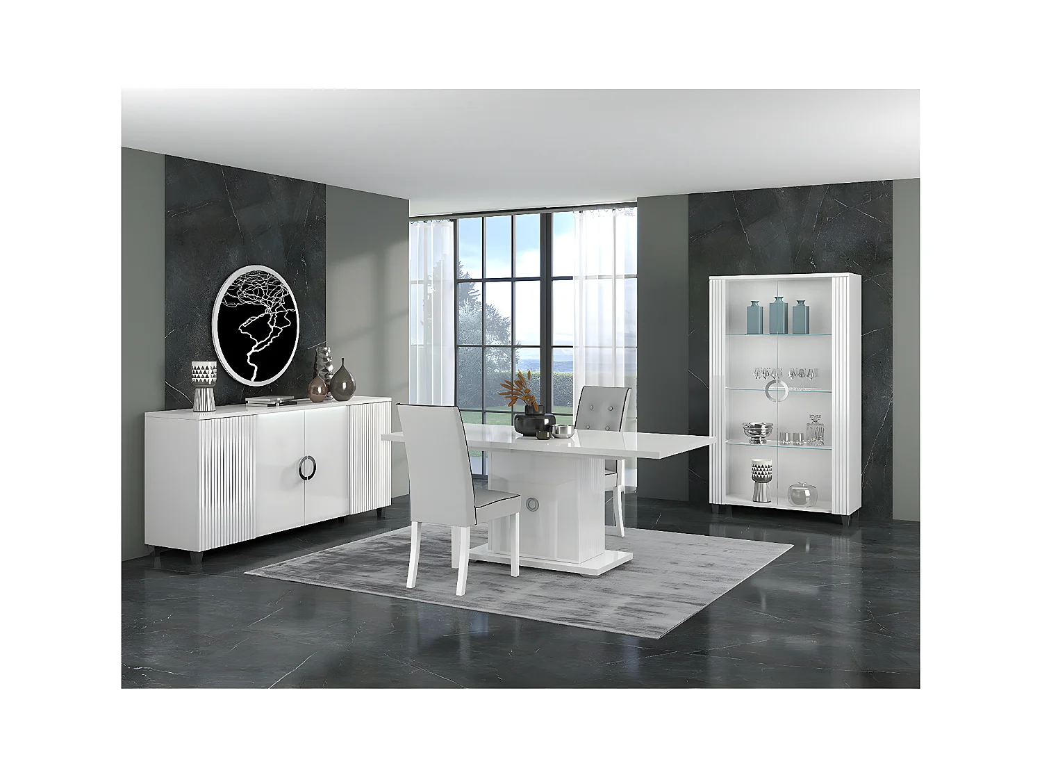 MARIKA - Table Repas Allongeable 160-200cm Laquée Blanche