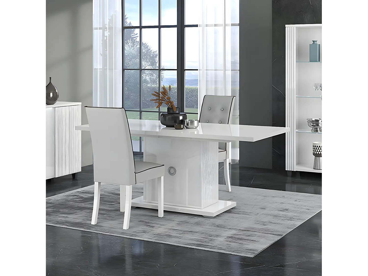 MARIKA - Table Repas Allongeable 160-200cm Laquée Blanche