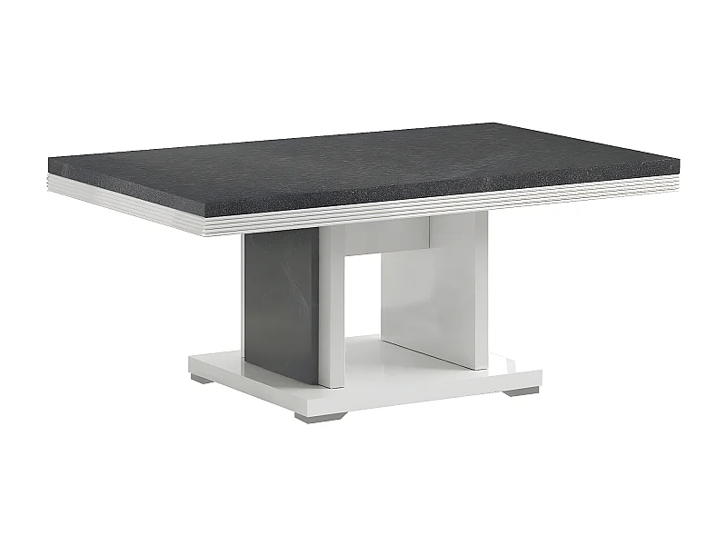 MARIKA - Table Basse Effet Pierre Pied Central Ouvert