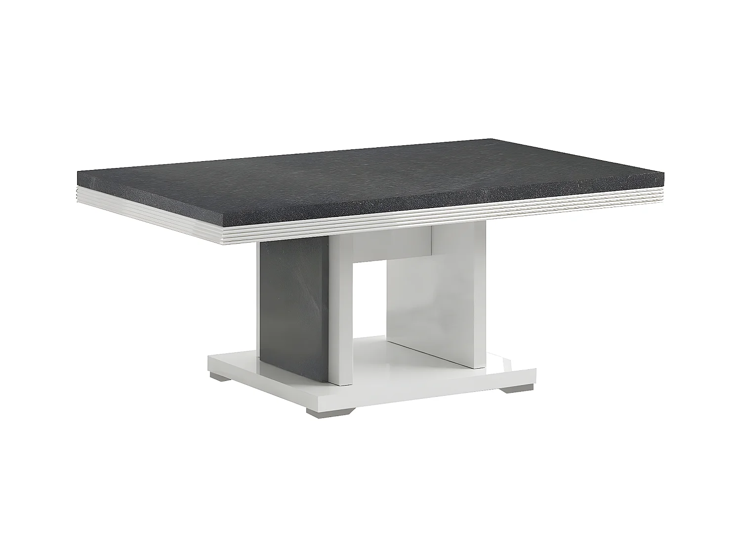 MARIKA - Table Basse Effet Pierre Pied Central Ouvert