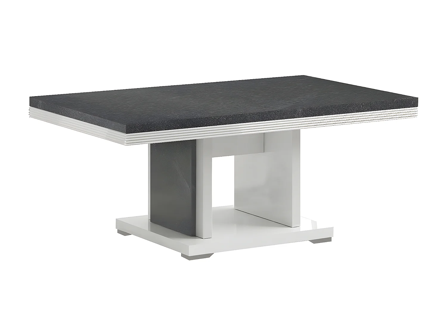 MARIKA - Table Basse Effet Pierre Pied Central Ouvert
