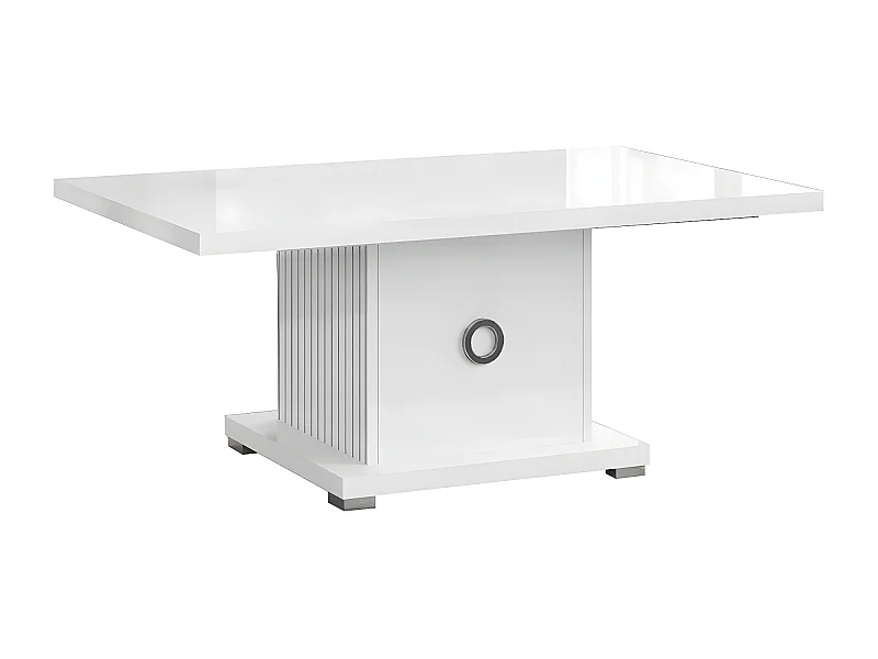 MARIKA - Table Basse Laquée Blanche avec Pied Central