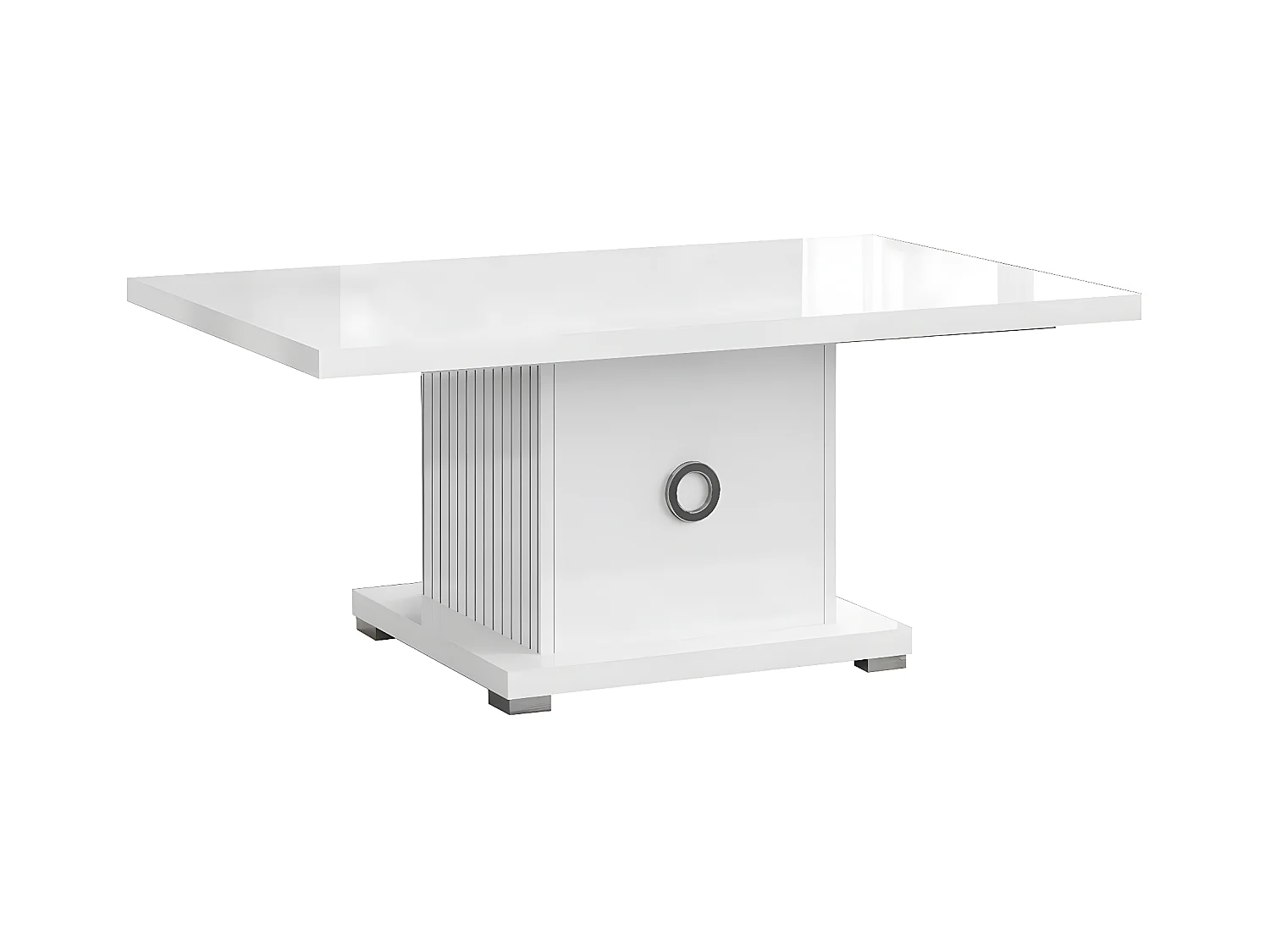 MARIKA - Table Basse Laquée Blanche avec Pied Central