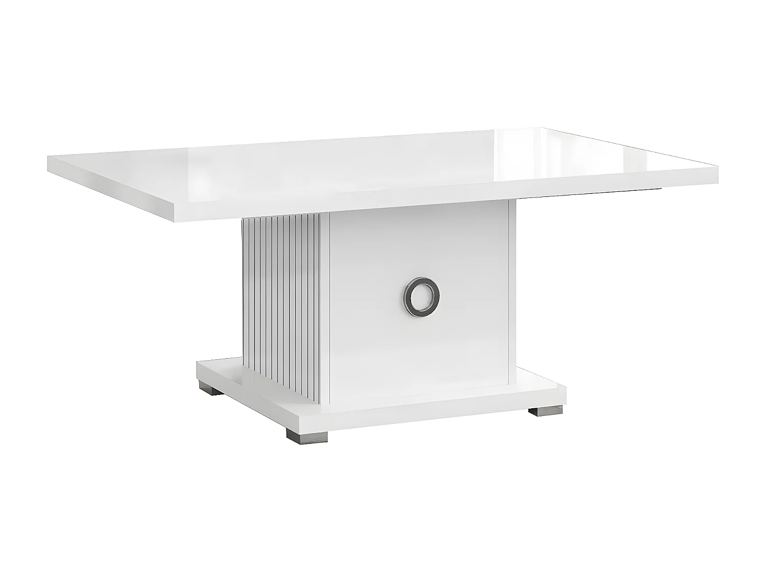 MARIKA - Table Basse Laquée Blanche avec Pied Central