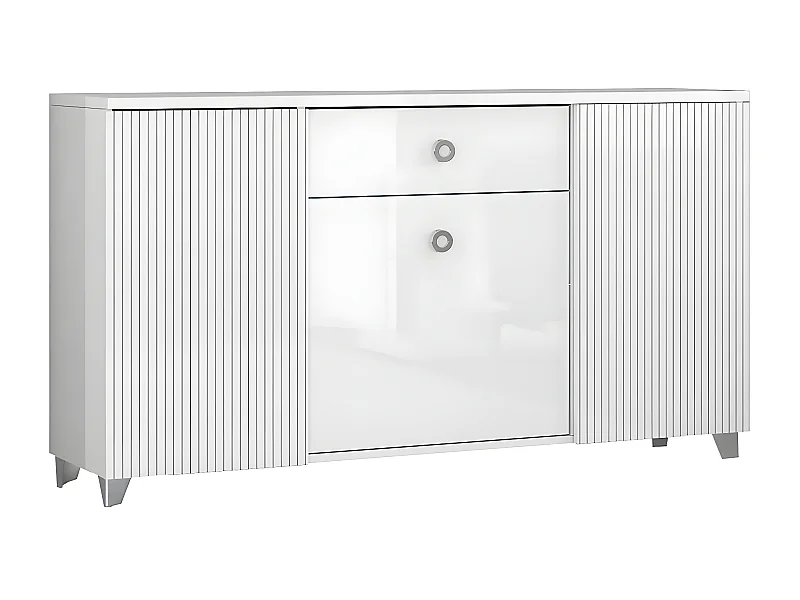 MARIKA - Buffet 3 Portes 1 Tiroir Laqué Blanc