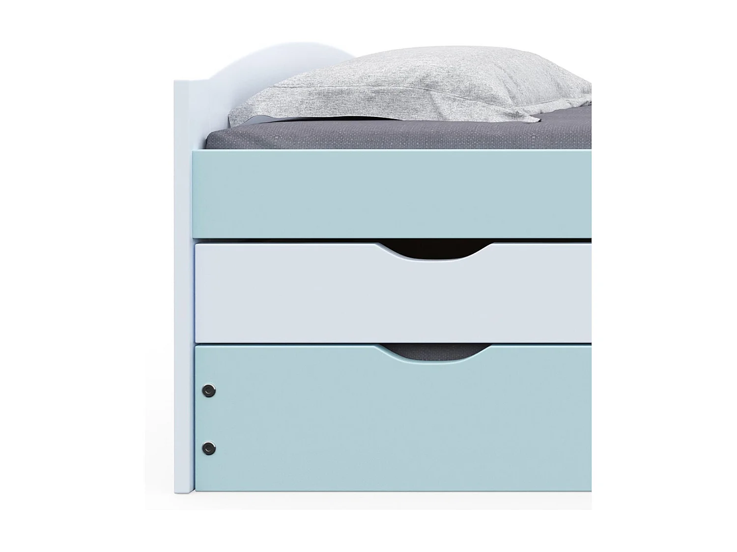 GLASCA - Ensemble Lit Gigogne 90x200cm + Commode Pin Massif