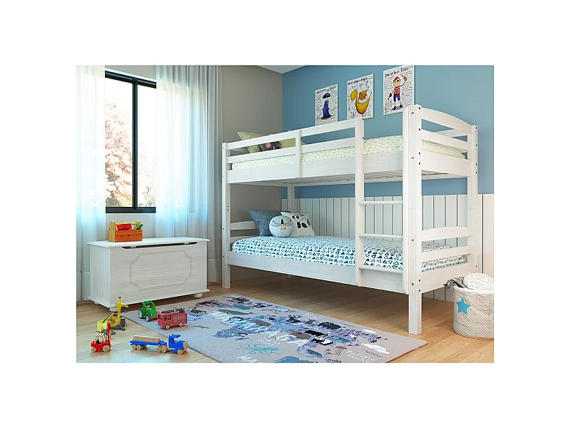 ALASKA - Pack Lits Superposés 90x190cm + Coffre Pin Massif