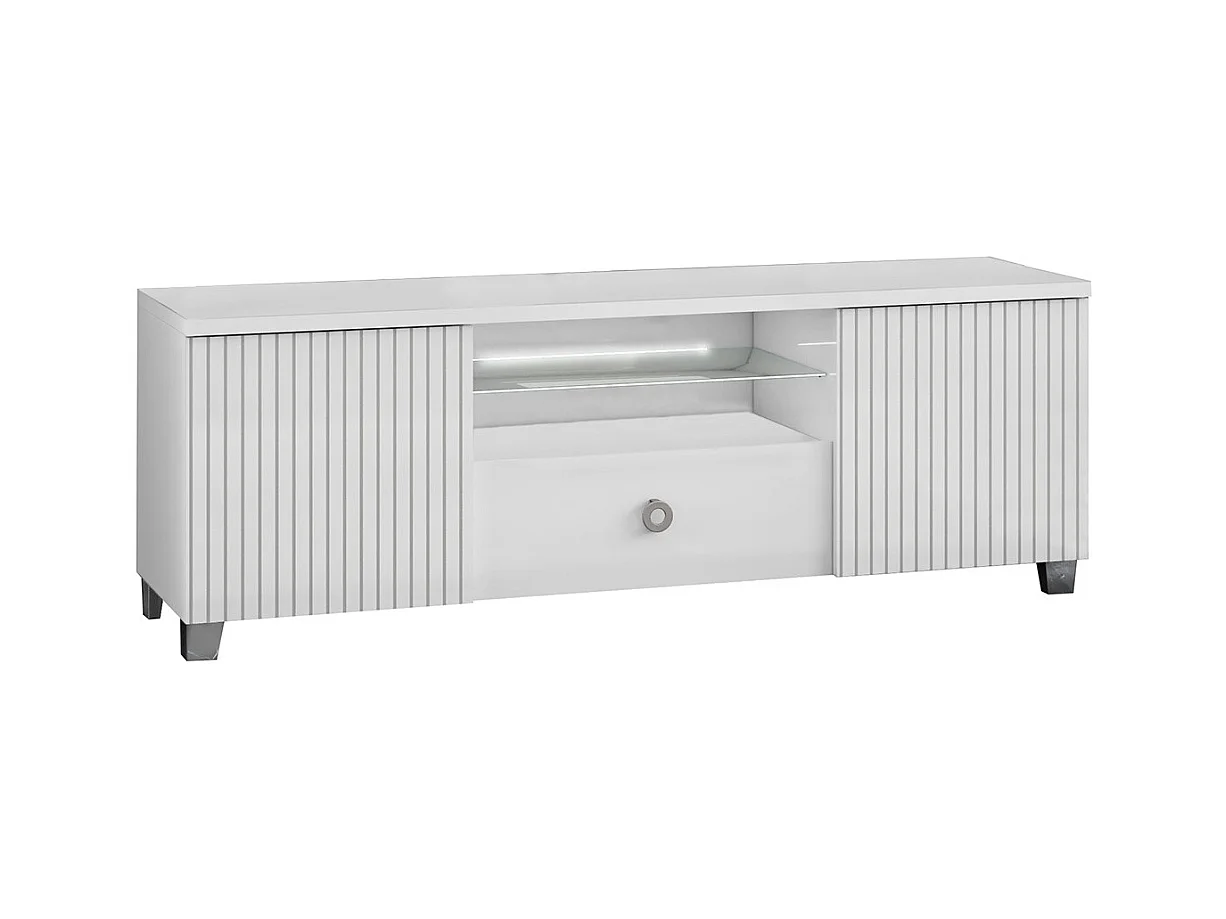 MARIKA - Ensemble Salon Laqué Blanc Brillant avec Leds