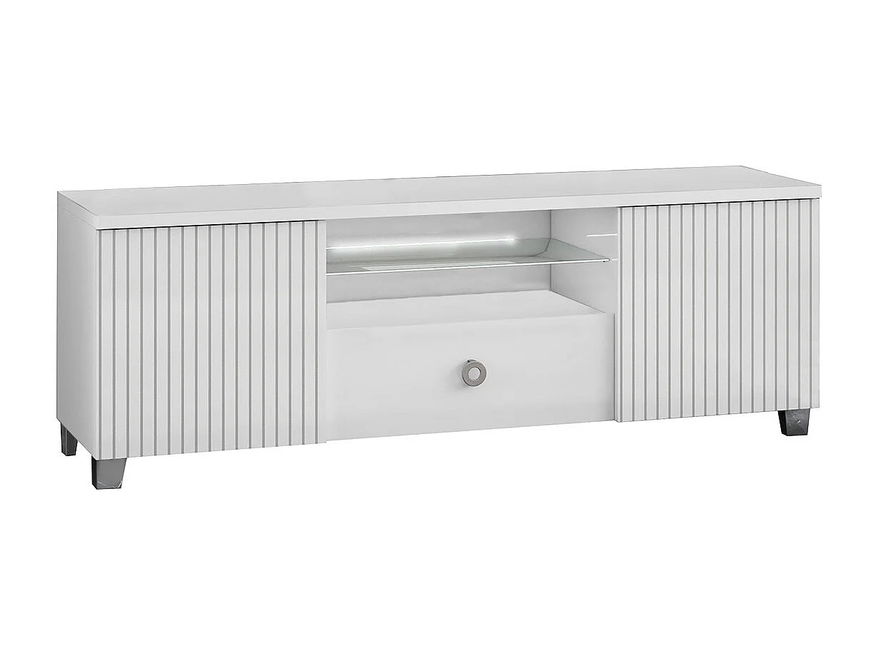 MARIKA - Ensemble Salon Laqué Blanc Brillant avec Leds