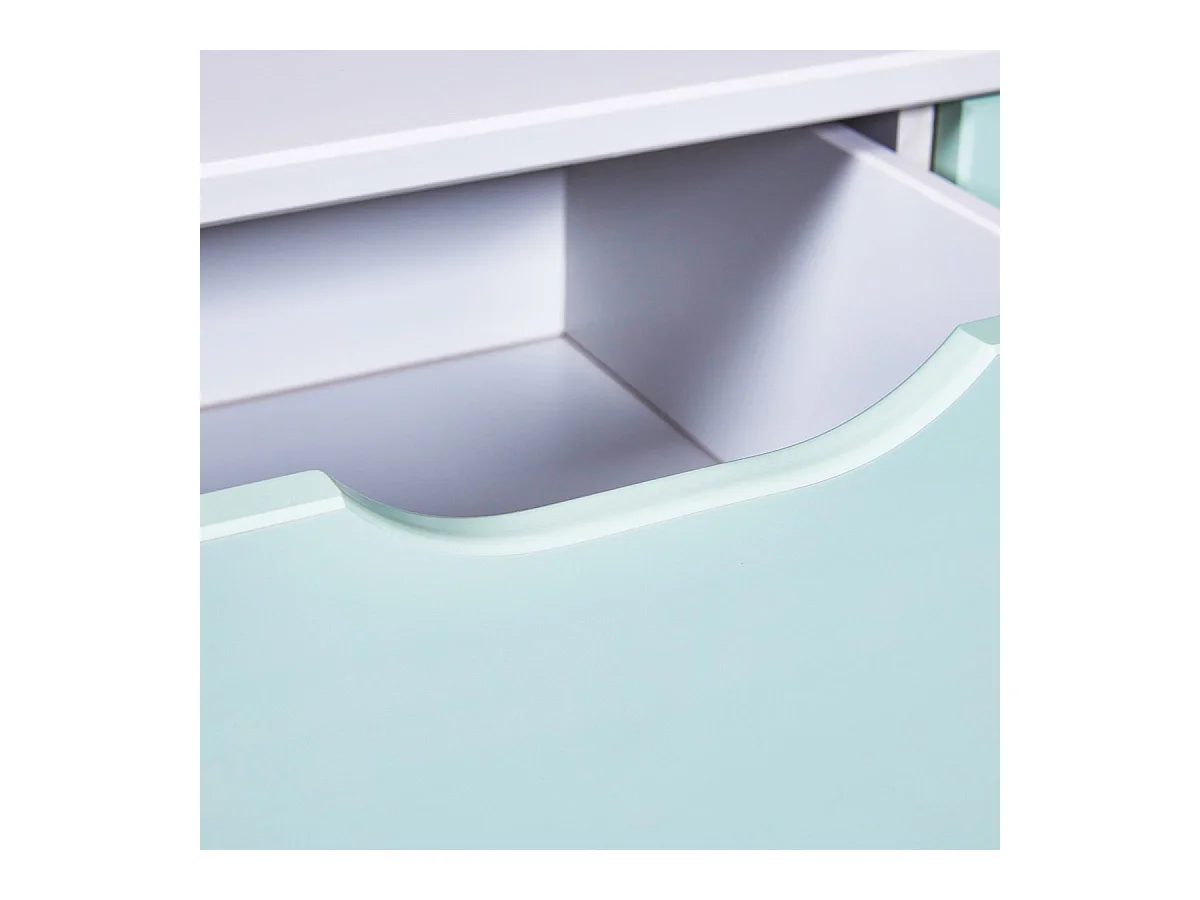 GLASCA - Chambre 90x200cm en Pin Massif Vert d'Eau et Blanc