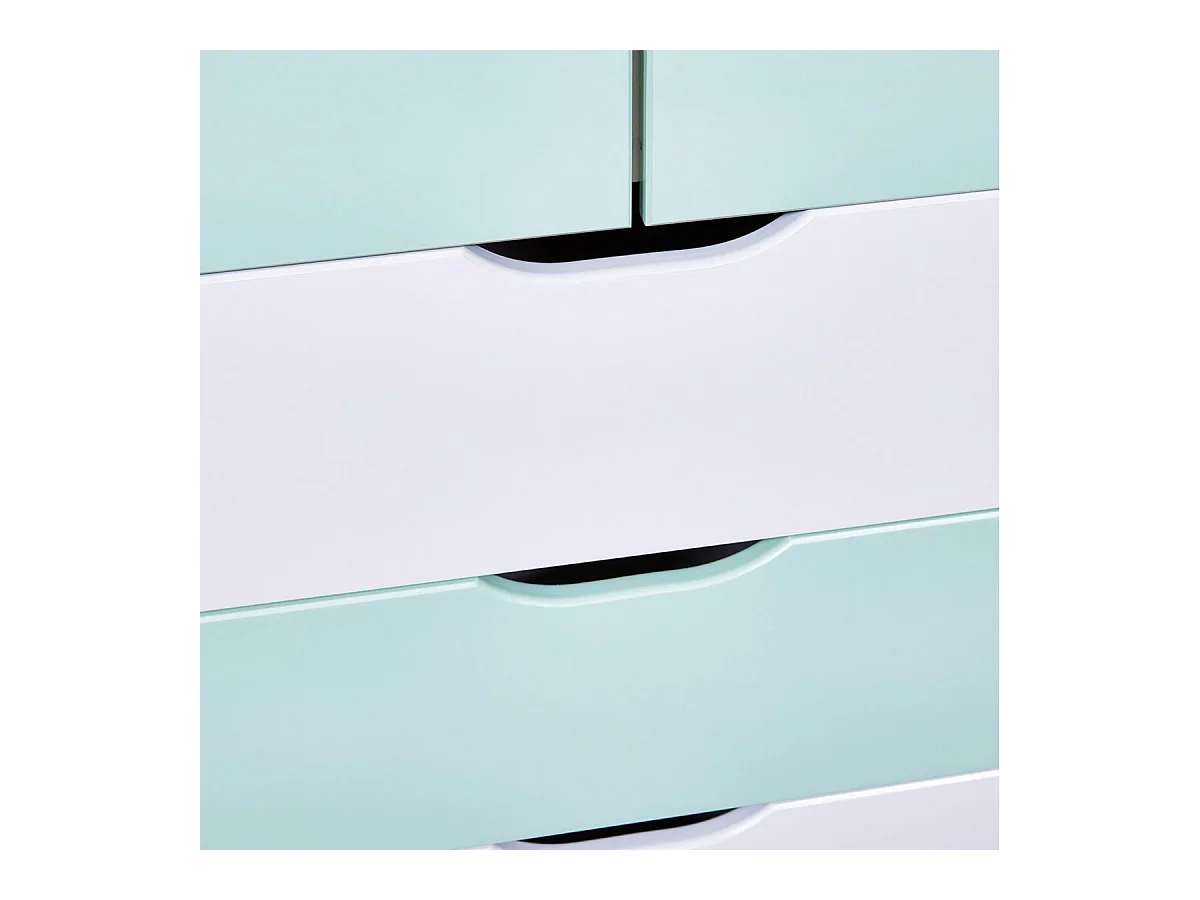 GLASCA - Chambre 90x200cm en Pin Massif Vert d'Eau et Blanc