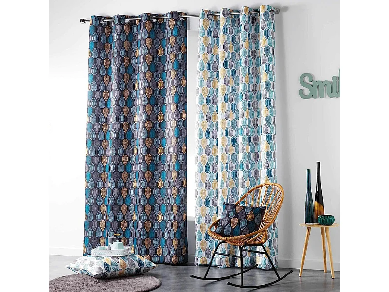 Rideau Tamisant "Palpito" 140x260cm Blanc & Bleu