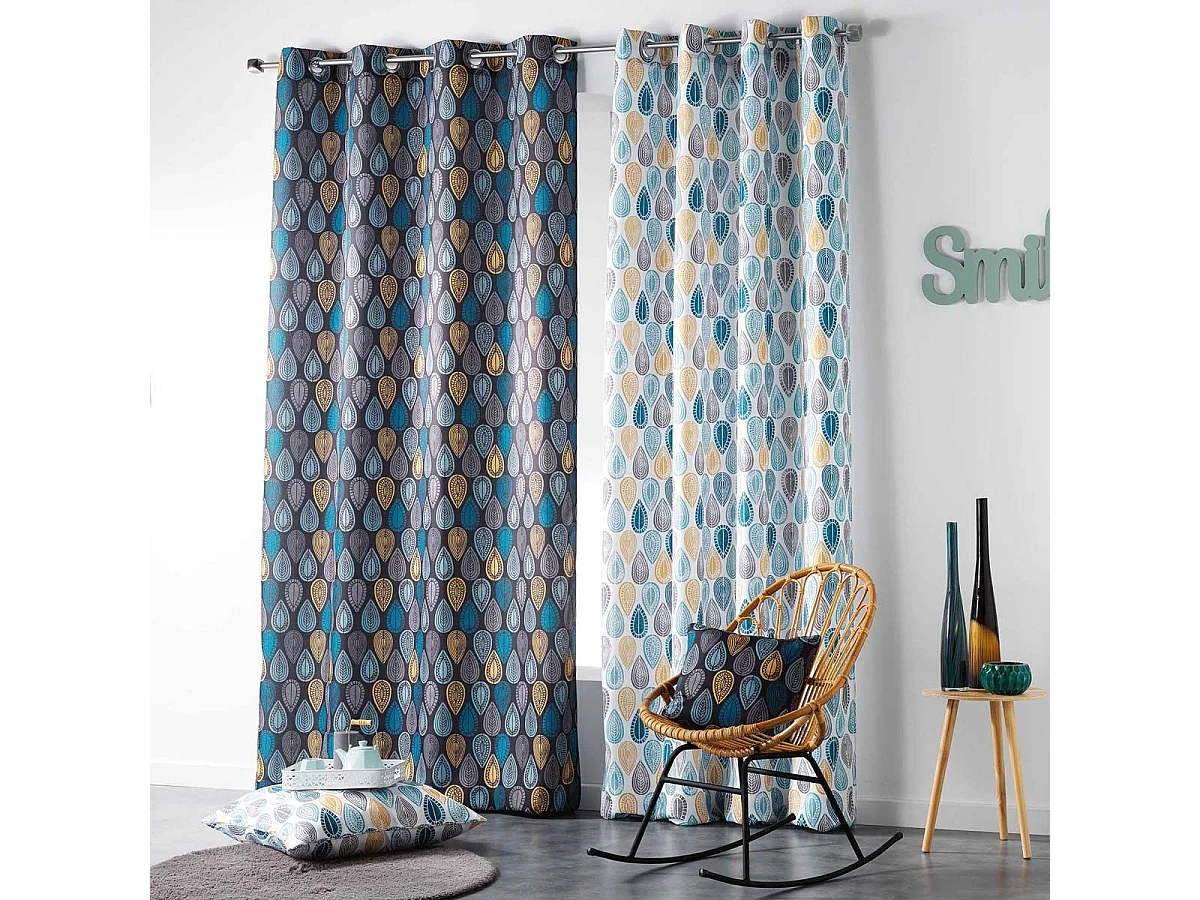 Rideau Tamisant "Palpito" 140x260cm Blanc & Bleu