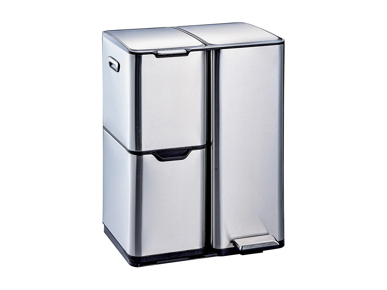 Poubelle pédale tri sélectif HAJA argent 60L