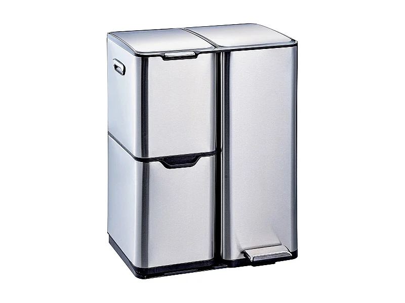 Poubelle pédale tri sélectif HAJA argent 60L