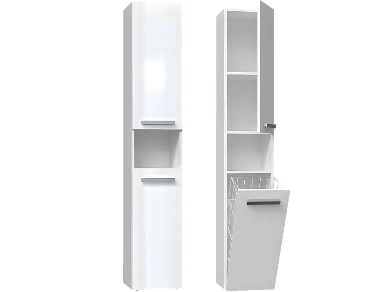 HORTI - Mueble de baño con cesto de ropa - 31x30x174cm - Columna de almacenaje para baño