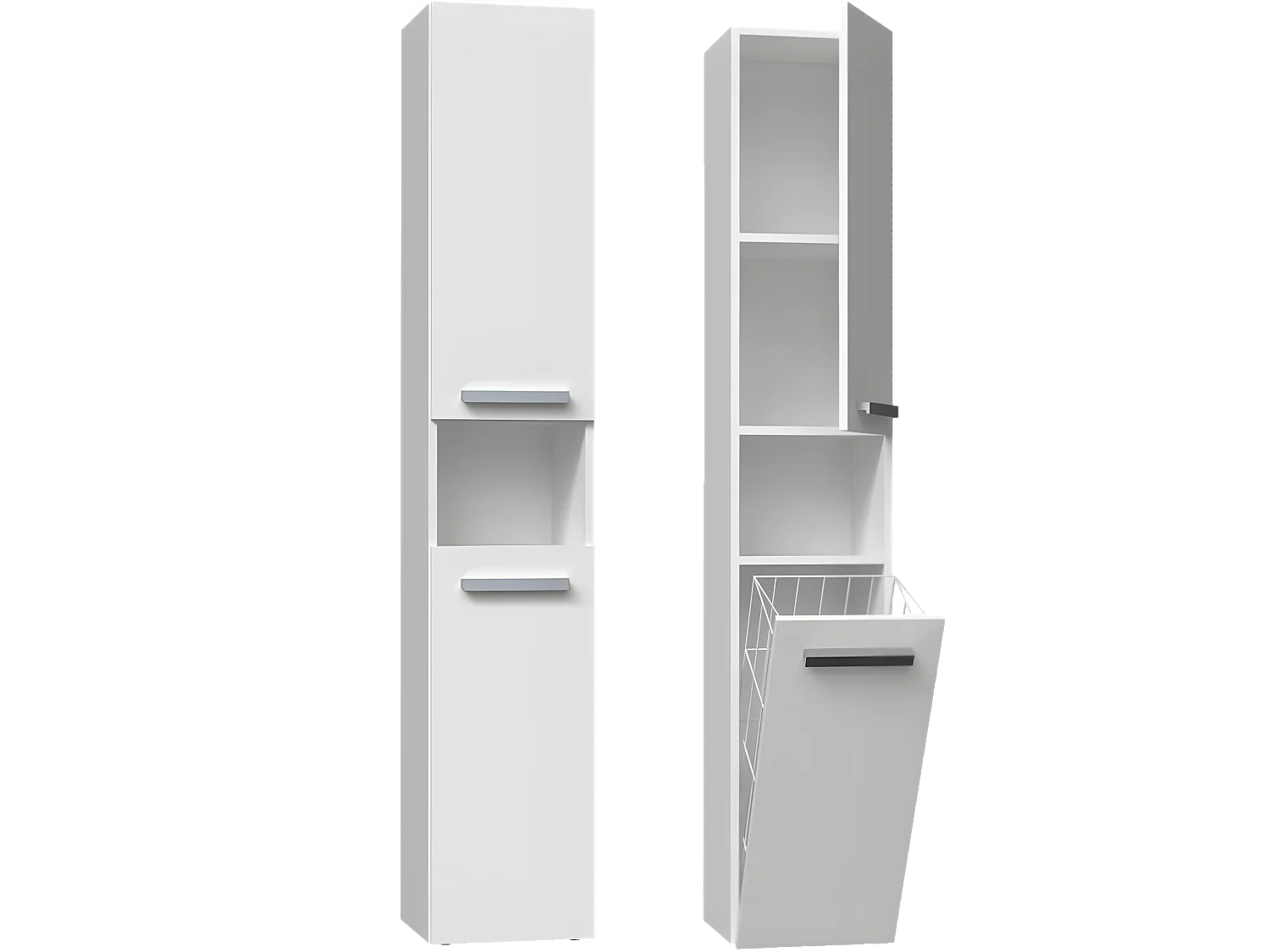 HORTI - Mueble de baño con cesto de ropa - 31x30x174 cm - Columna de almacenaje para baño
