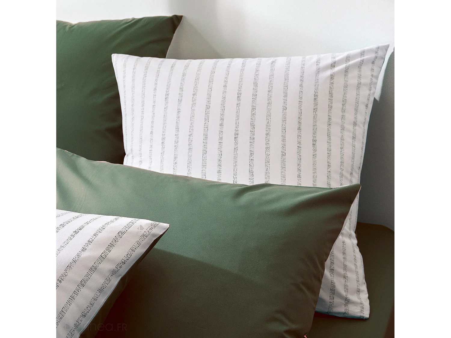 Housse de couette 280x240 cm percale coton GABY vert Kaki