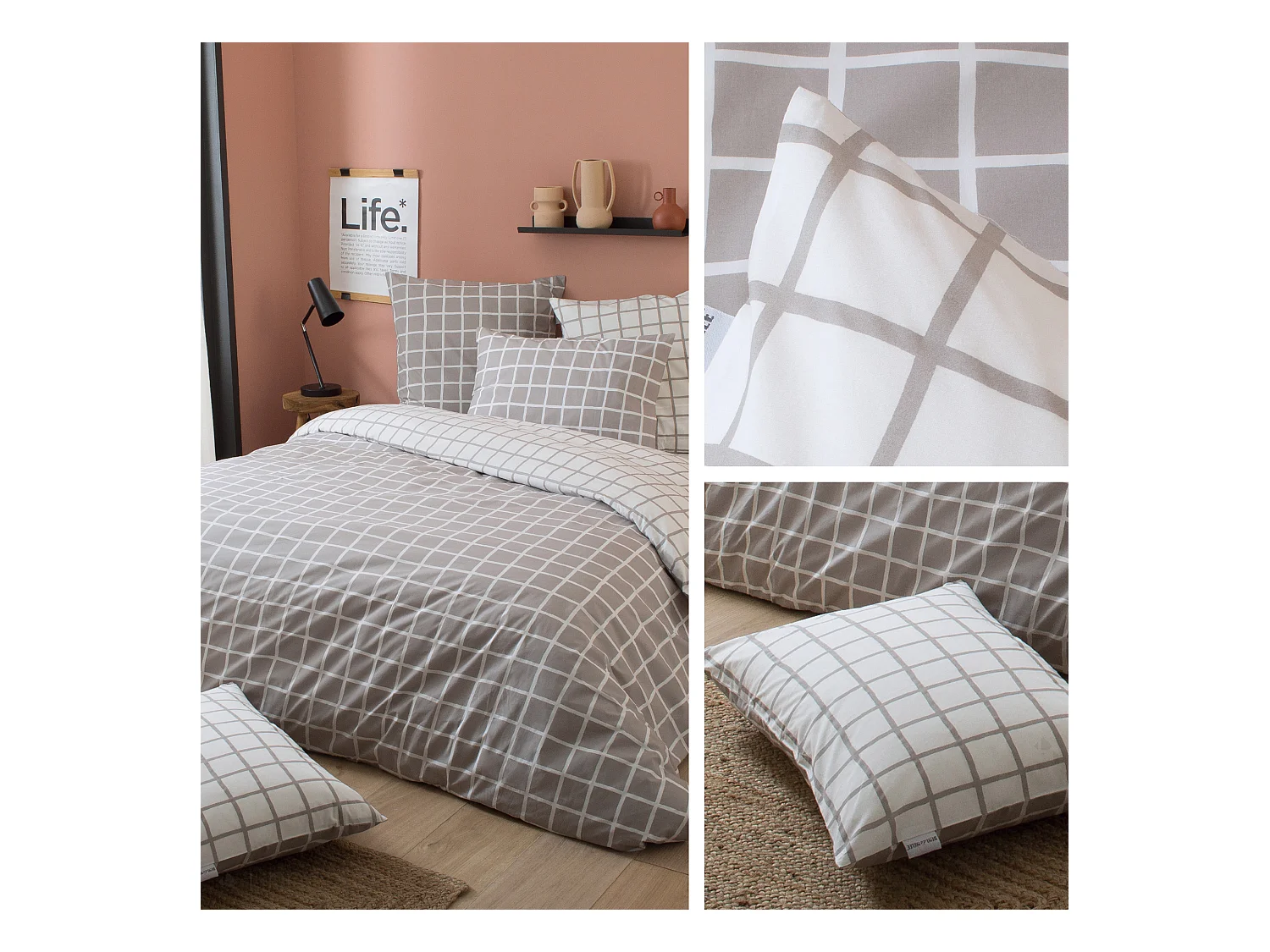 Housse de couette 140x200 cm percale coton DDM MAX Gris