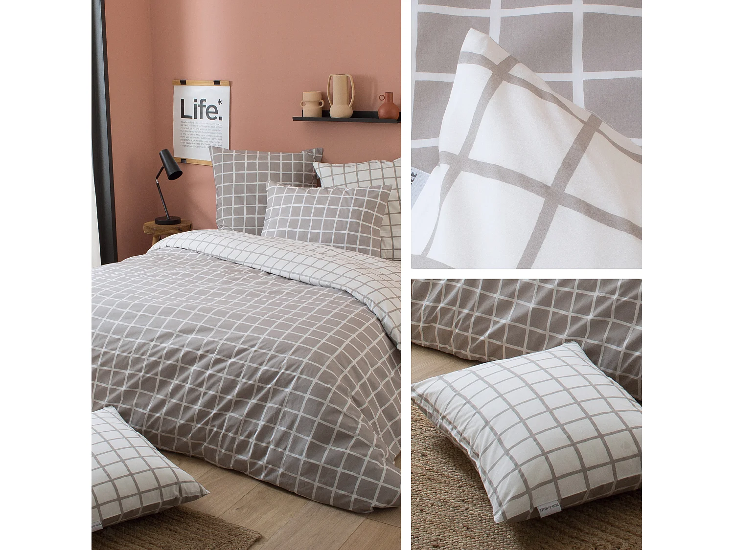 Housse de couette 140x200 cm percale coton DDM MAX Gris