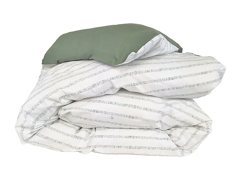 Housse de couette 140x200 cm percale coton GABY vert Kaki