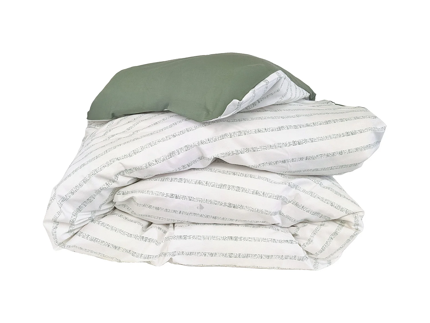 Housse de couette 140x200 cm percale coton GABY vert Kaki
