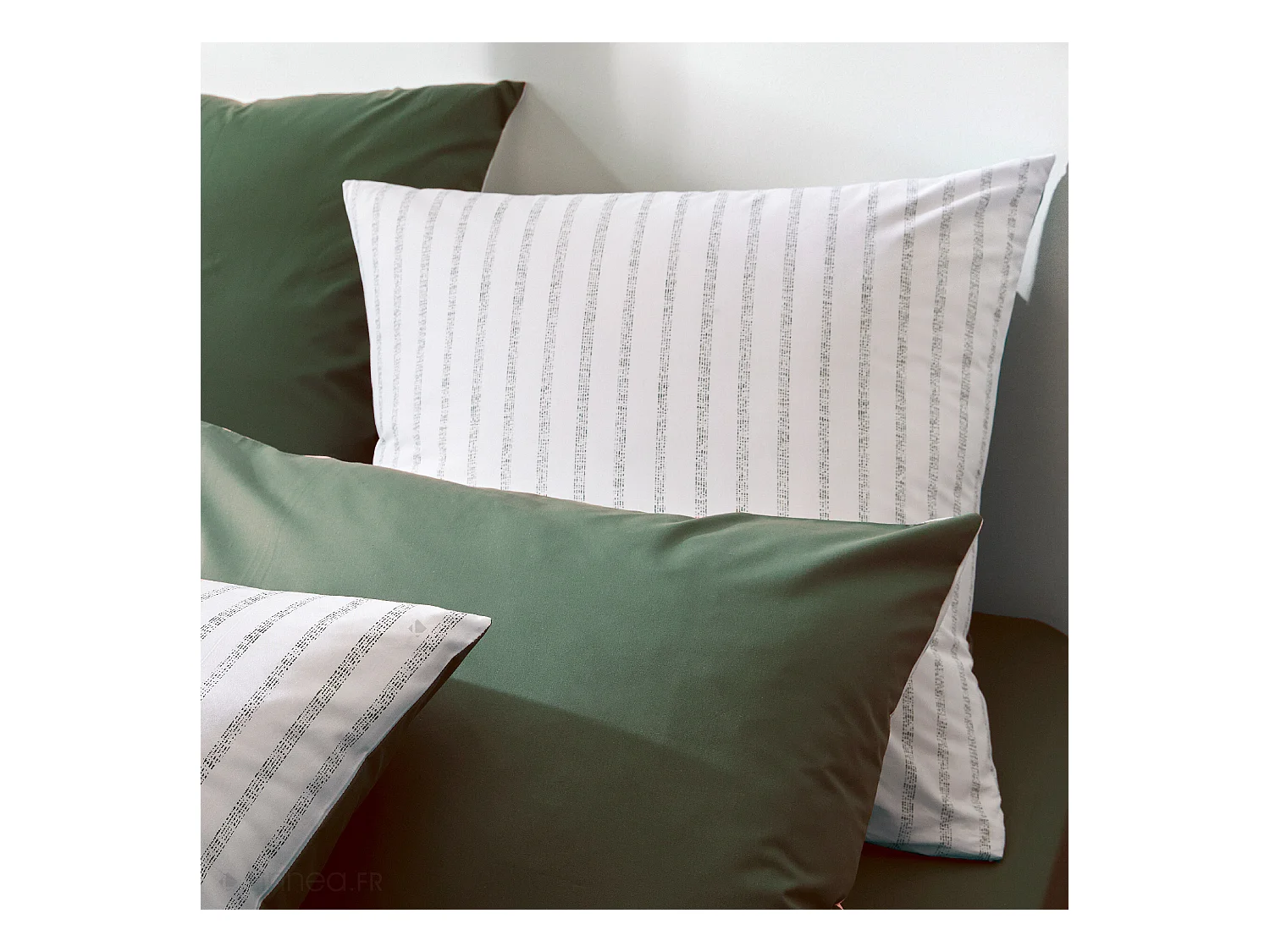 Housse de couette 140x200 cm percale coton GABY vert Kaki