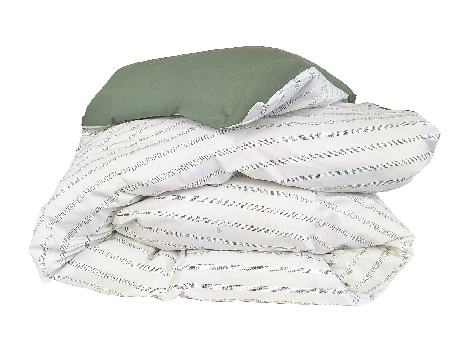 Housse de couette 140x200 cm percale coton GABY vert Kaki