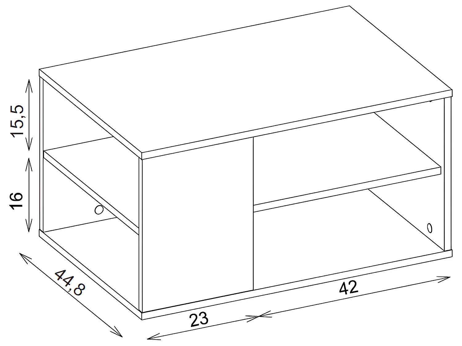 Table Basse Rectangle Blanche 4 Niches L 68 H 36.2 P 45 cm