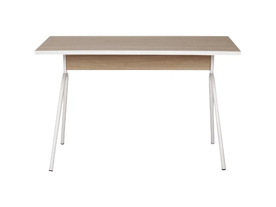 Bureau Pieds Métal Arc Chêne et Blanc L 120 H 75 P 60 cm