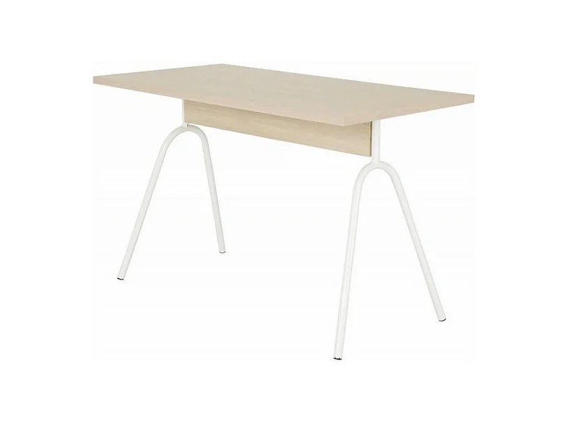 Bureau Pieds Métal Arc Chêne et Blanc L 120 H 75 P 60 cm