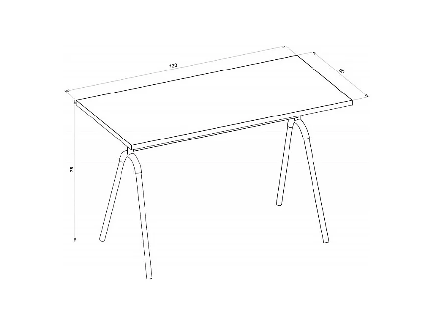 Bureau Pieds Métal Arc Chêne et Blanc L 120 H 75 P 60 cm