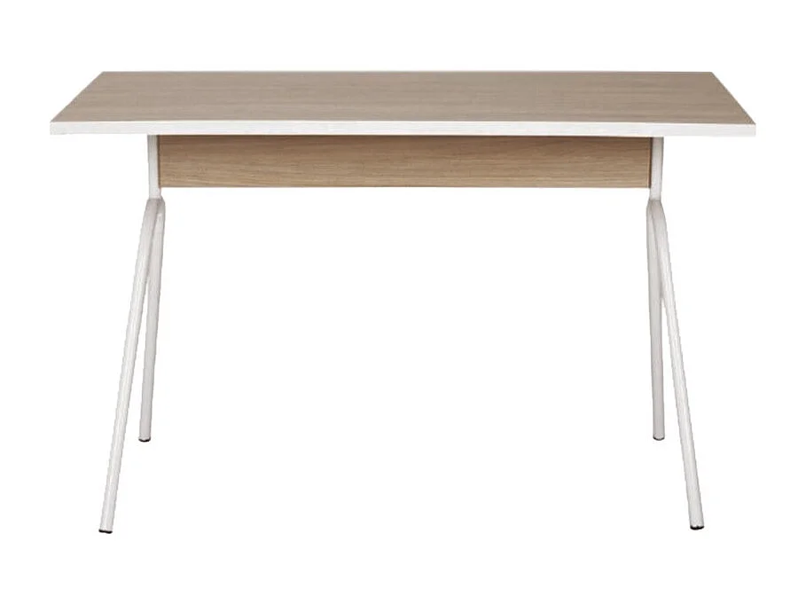 Bureau Pieds Métal Arc Chêne et Blanc L 120 H 75 P 60 cm
