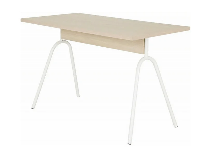 Bureau Pieds Métal Arc Chêne et Blanc L 120 H 75 P 60 cm