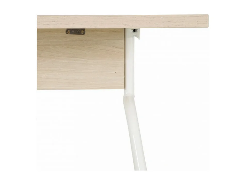 Bureau Pieds Métal Arc Chêne et Blanc L 120 H 75 P 60 cm